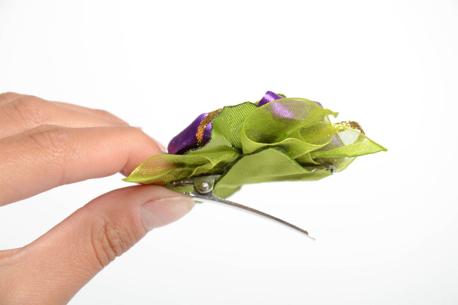 Barrette cheveux fait main Accessoire coiffure Fleur violette Cadeau pour femme photo 5