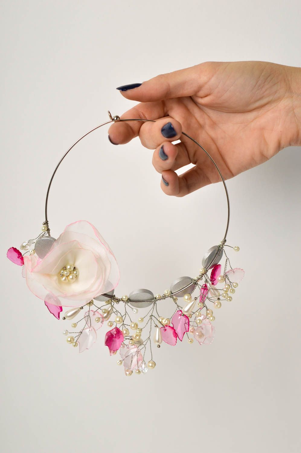 Damen Collier handgefertigt Modeschmuck Halskette Blumen Collier schön foto 5