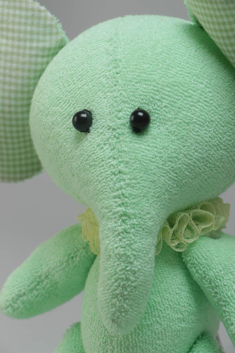 Handmade small designer fabric soft toy of mint color elephant for children photo 3