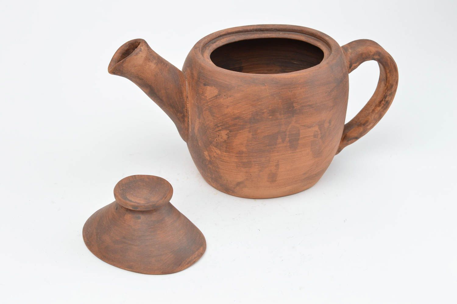 Керамический чайник ручной работы глянцевый коричневый красивый ручной работы фото 3