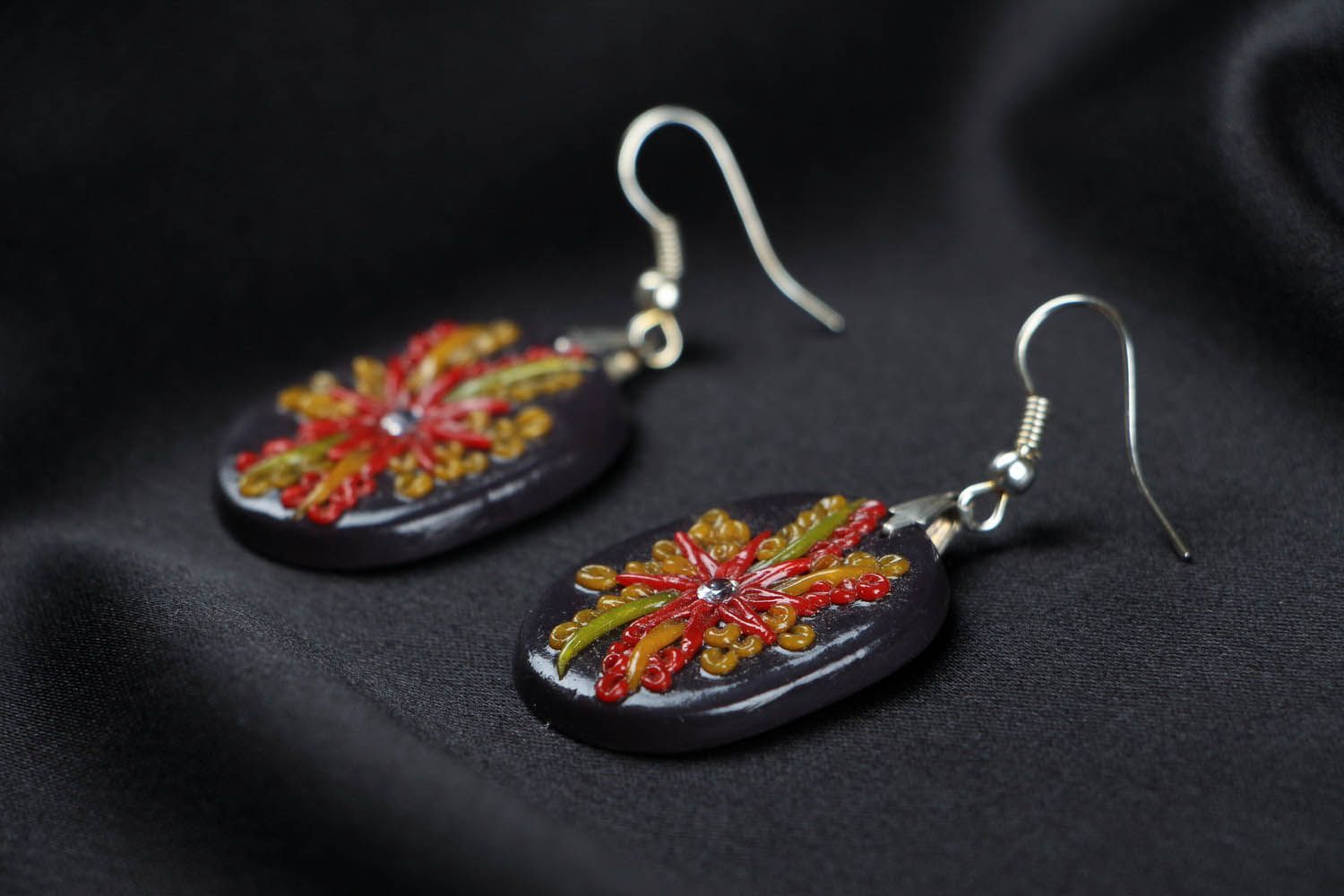 Polymer clay earrings Floral fantasy photo 2