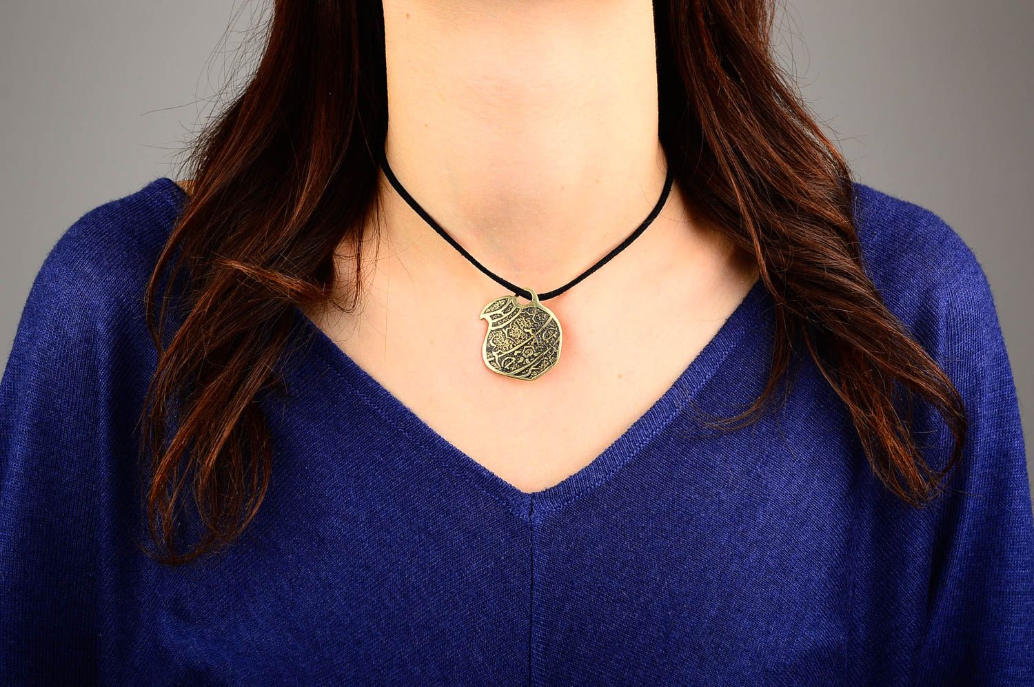 Handmade pendant unusual jewelry designer accessory brass pendant for girls photo 1