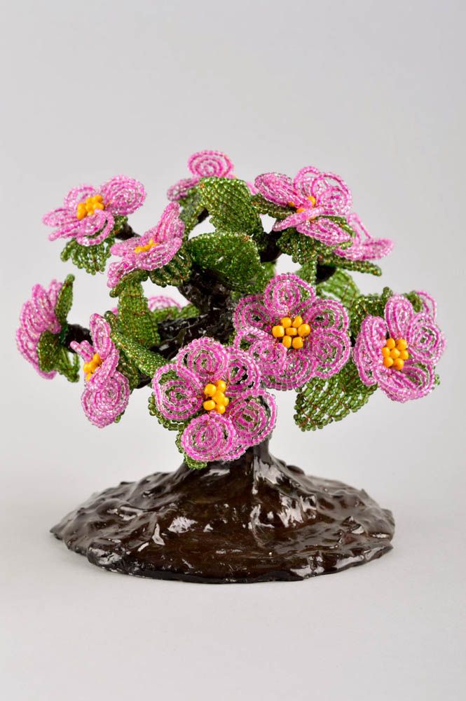 Arbre perles de rocaille fait main Arbre miniature avec fleurs Déco maison photo 2