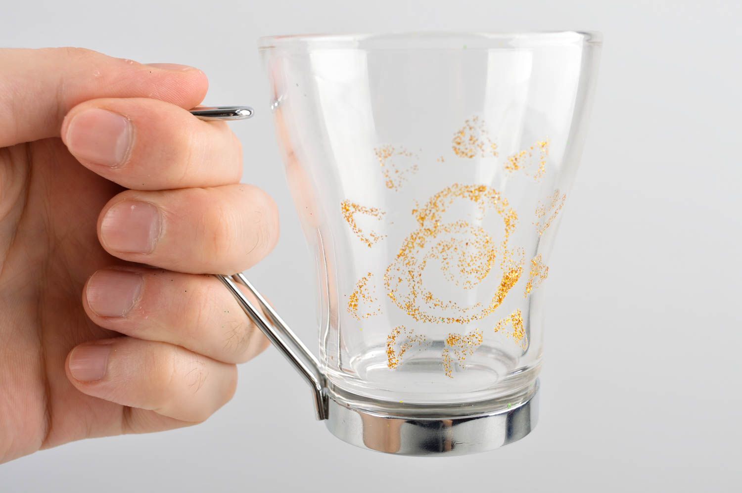 Taza de cristal hecha a mano con sol dorado menaje del hogar vajilla moderna foto 5