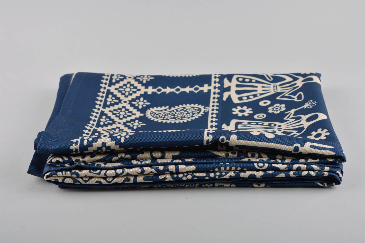 Nappe de table faite main Textile maison rectangulaire bleue à motif Déco maison photo 2
