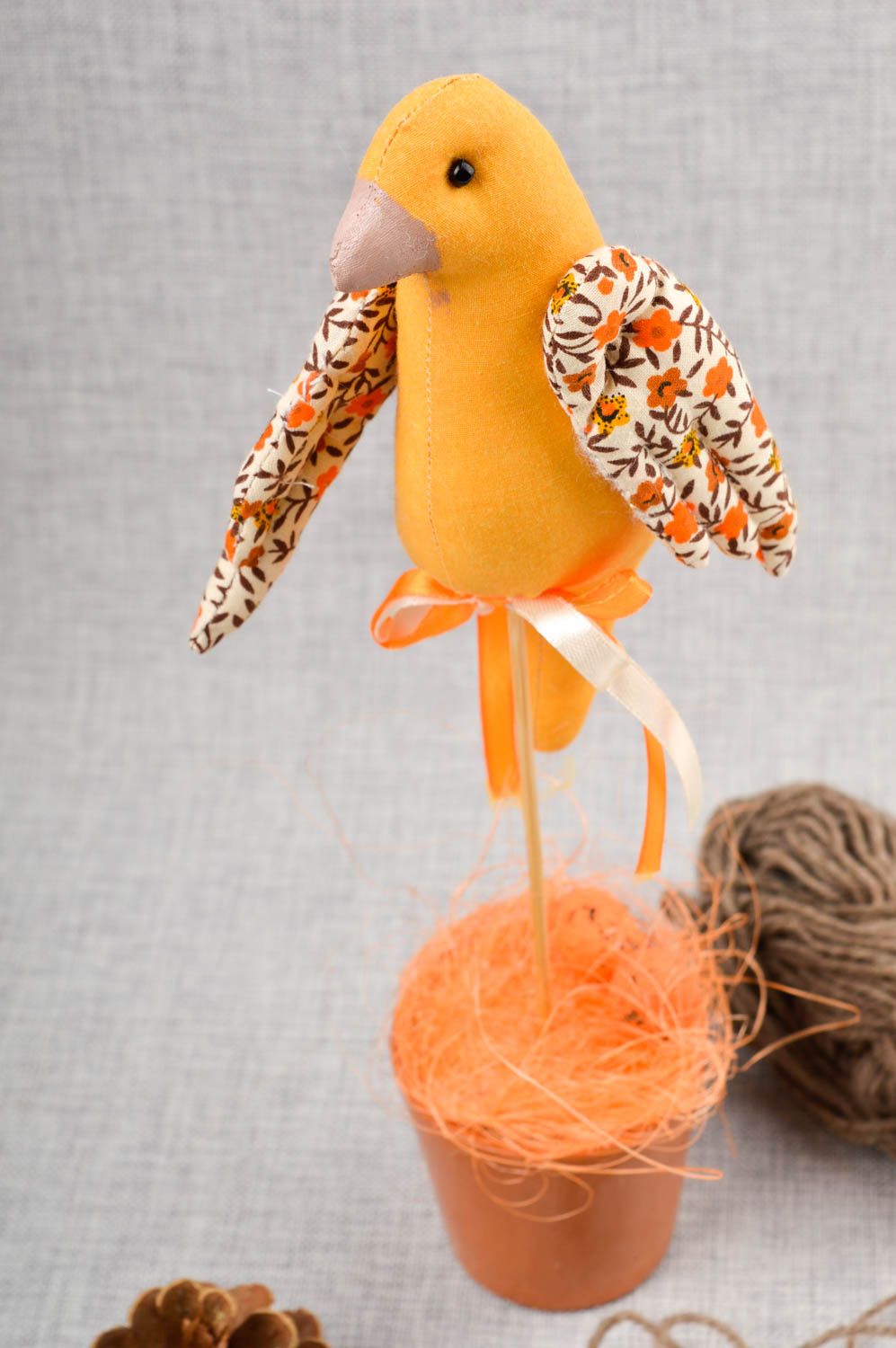 Deko Figur handgefertigt ausgefallener Dekoartikel Ideen für Tischdeko orange foto 1