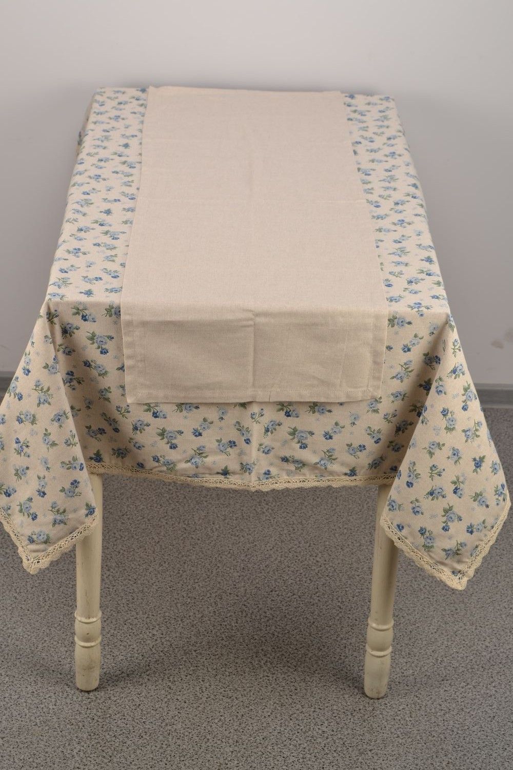 Nappe de table rectangulaire en coton et polyamide motif fleurs faite main photo 3