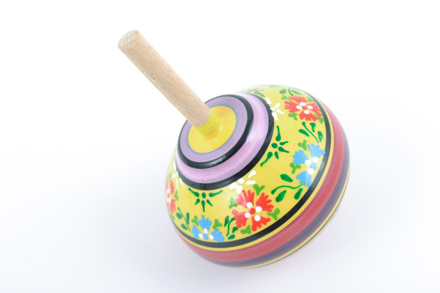 Wooden handmade spinning top with eco-friendly painting toys for children photo 4