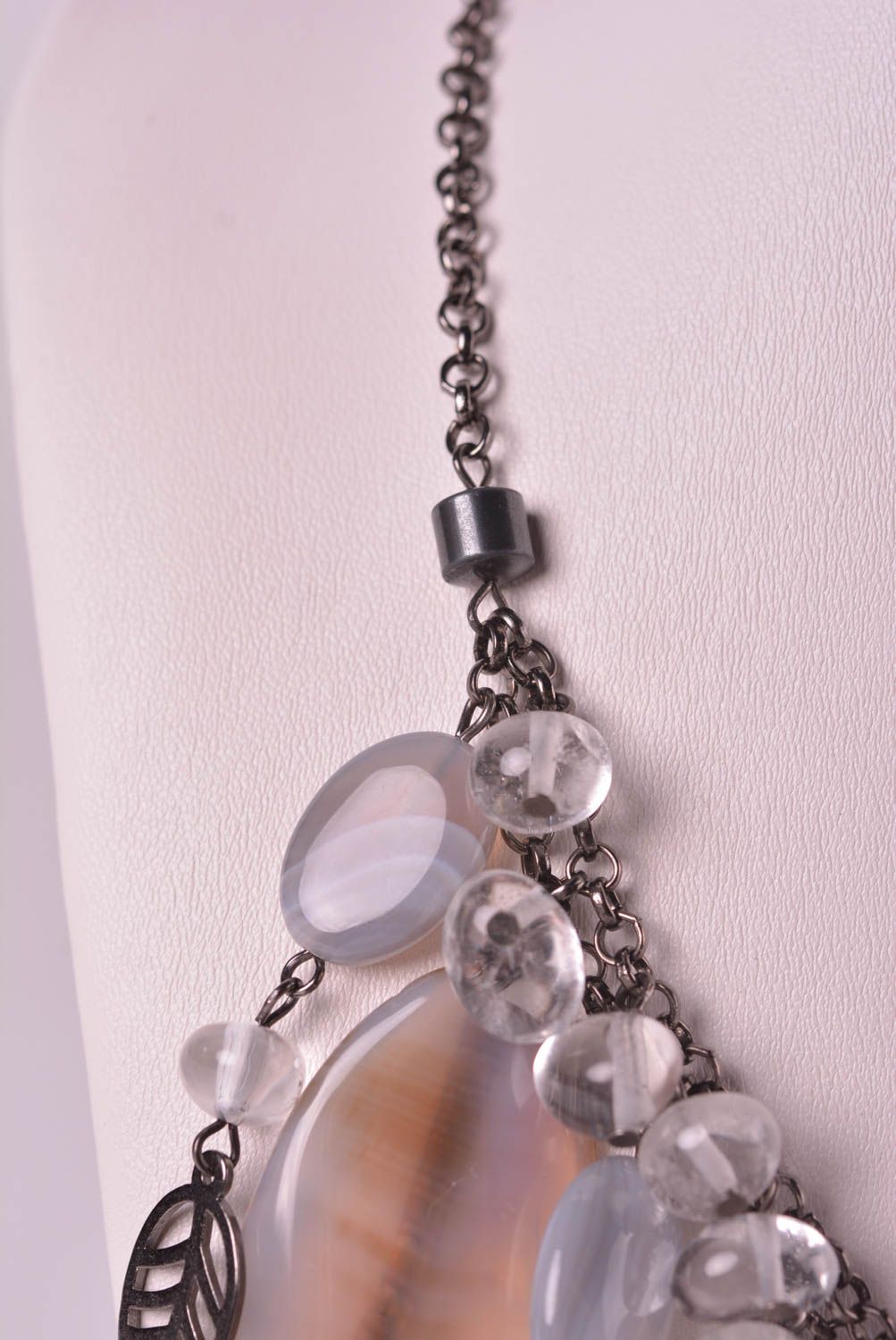 Collana di cristallo e agata fatta a mano originale di moda bigiotteria da donna foto 4