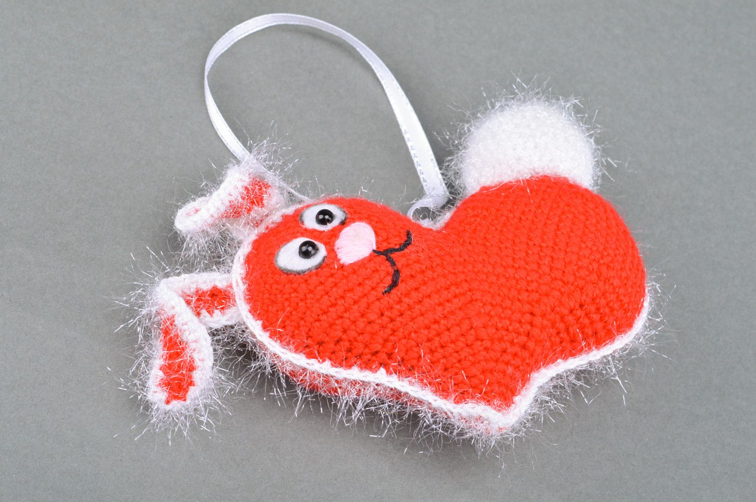 Unusual handmade soft crochet toy hare for children photo 5
