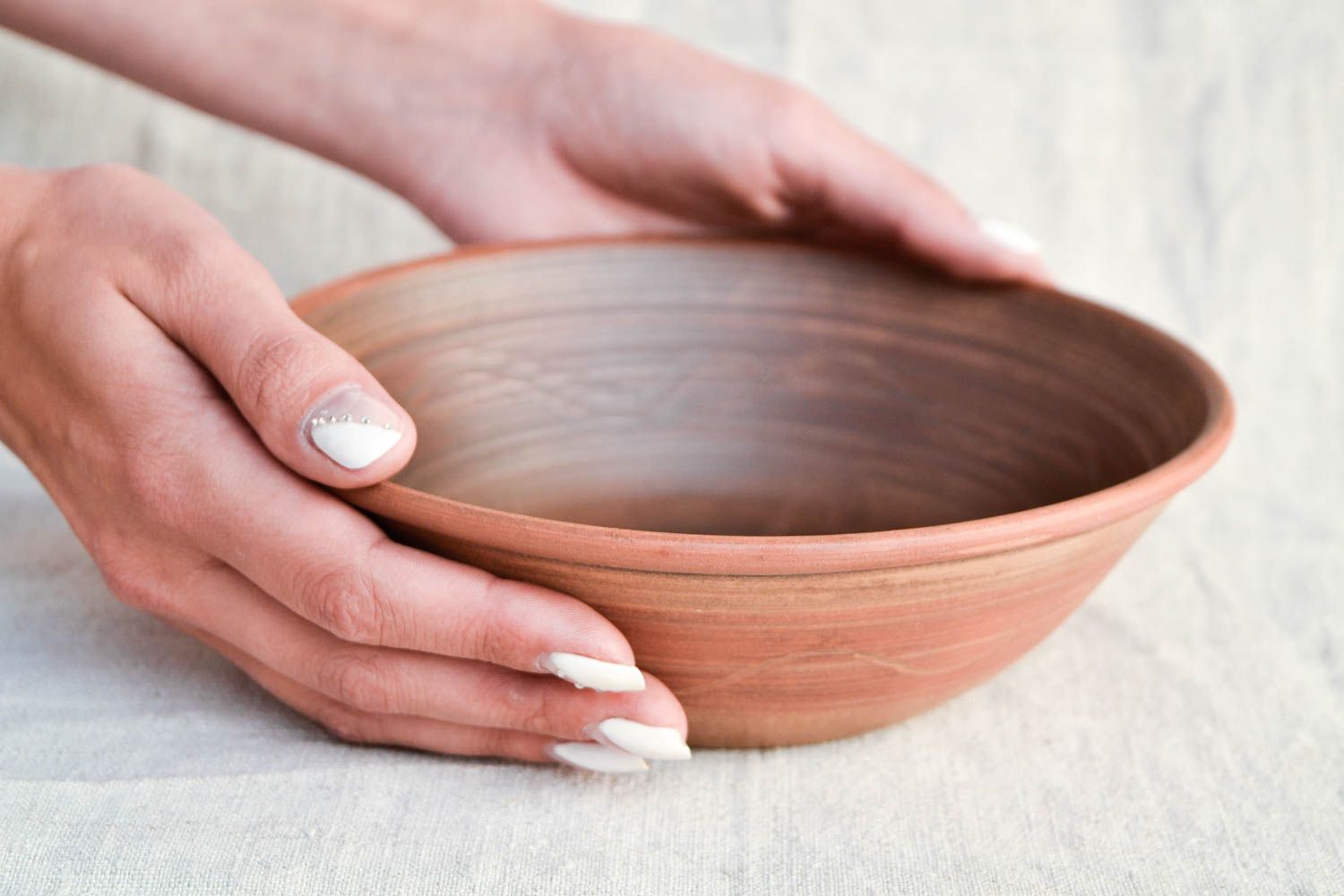 Keramik Teller handgemachte Keramik Teller aus Ton Keramik Geschirr tief foto 2