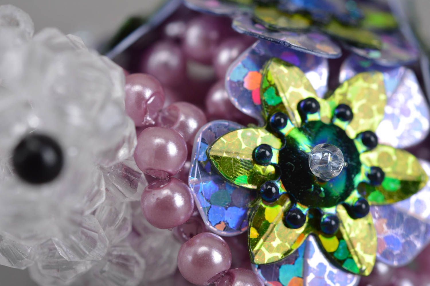 Unusual colorful handmade designer statuette woven of beads Turtle home decor photo 5
