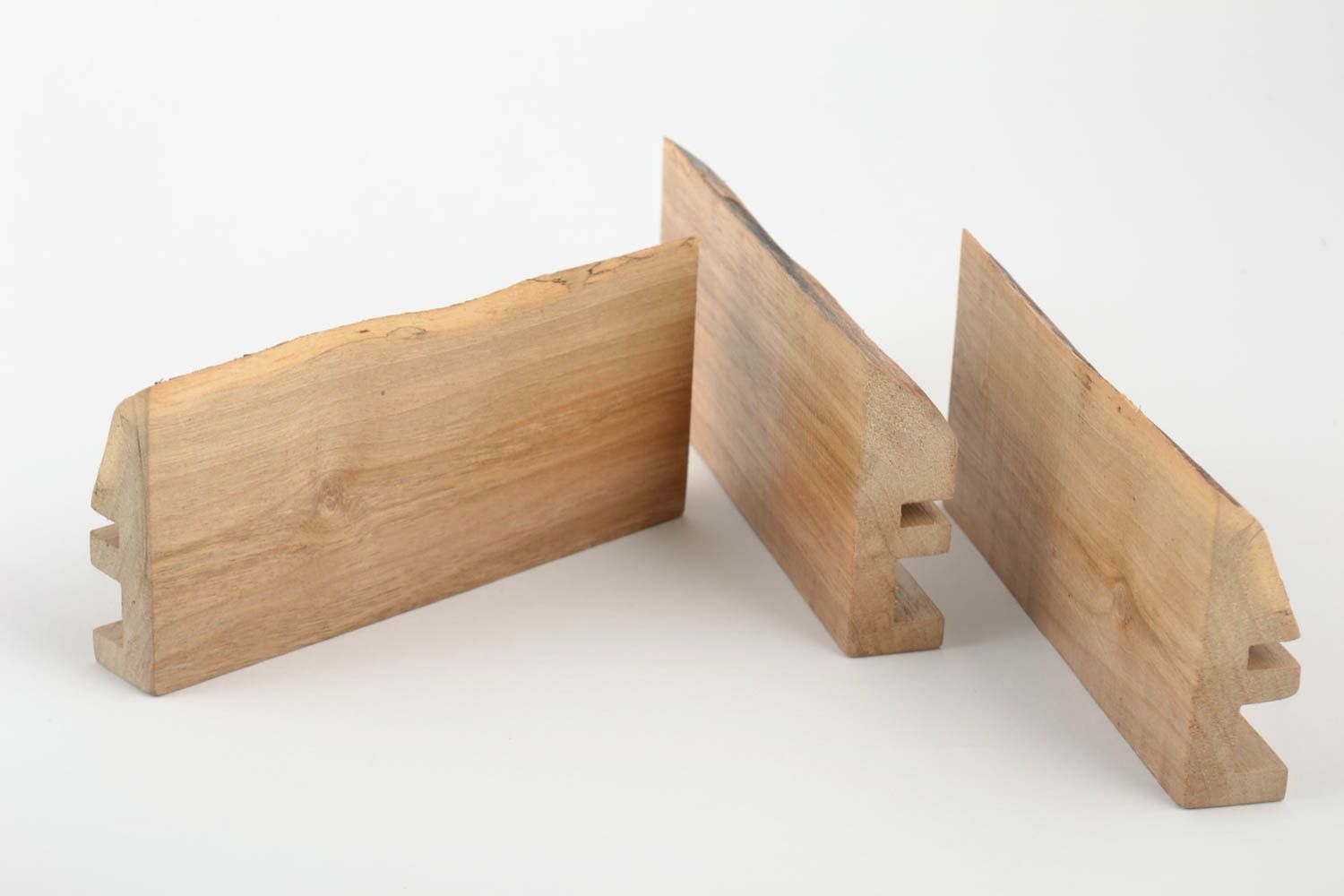 Ensemble de supports pour tablettes en bois naturel design faits main 3 pièces photo 4