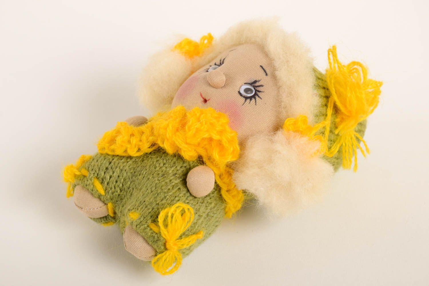 Милая авторская кукла игрушка ручной работы дизайнерская кукла с косичками фото 4