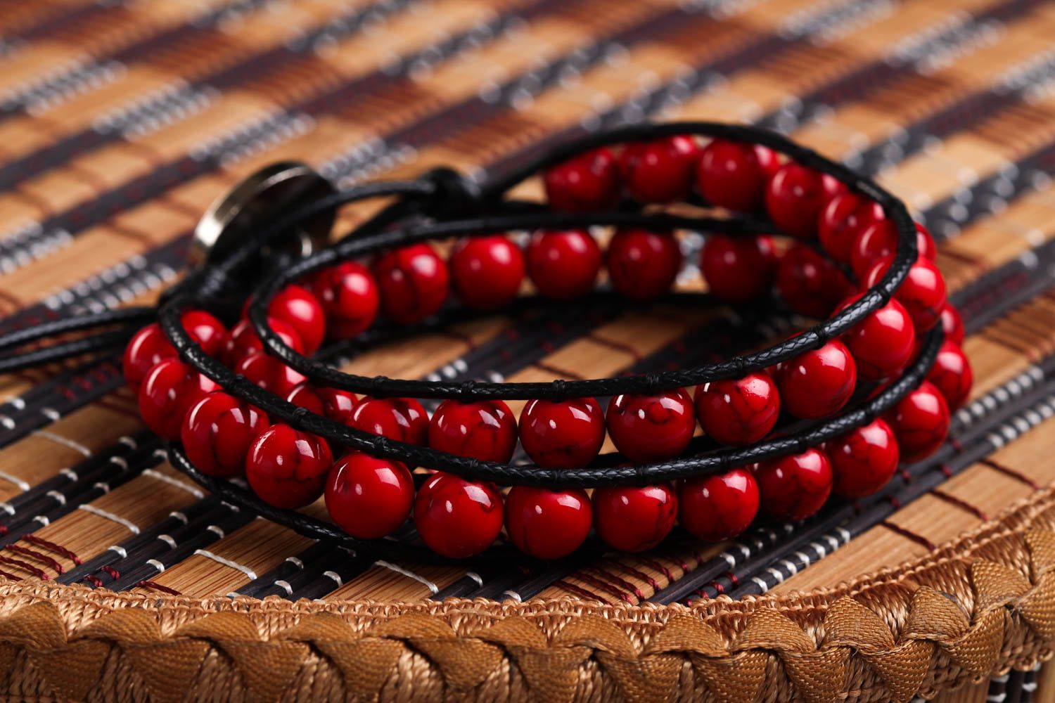 Bracelet corail naturel Bijou fait main rouge Accessoire mode Cadeau femme photo 1