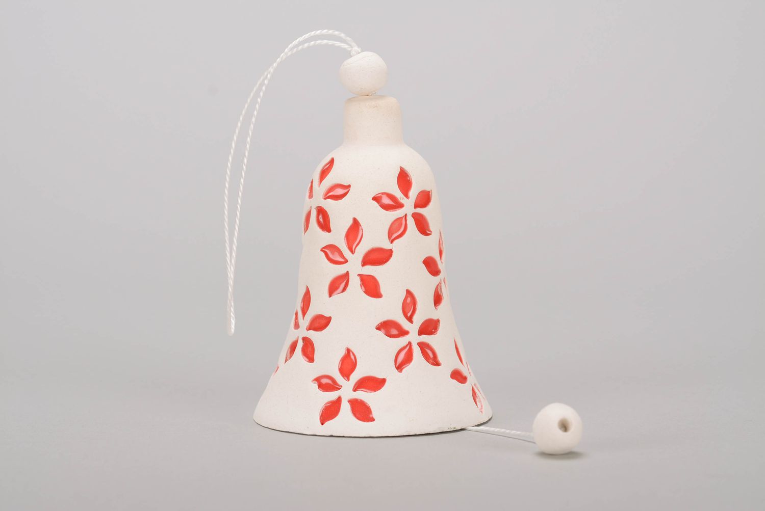 Handmade clay bell with embossment photo 3