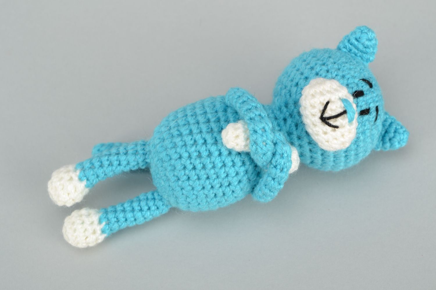 Handmade soft crochet toy Blue Cat photo 2