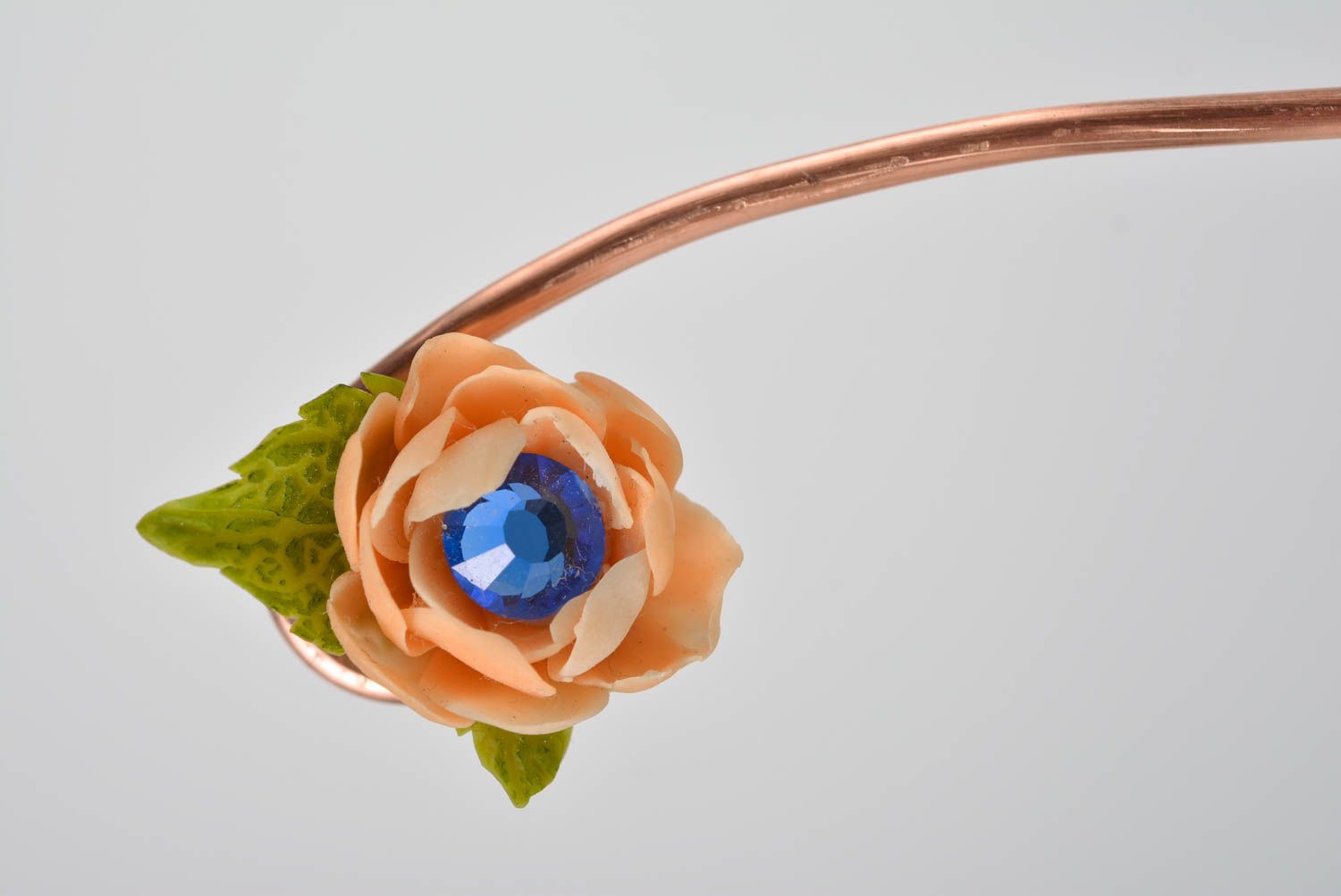 Украшения из полимерной глины набор кольцо и серьги ручной работы женские цветы фото 4