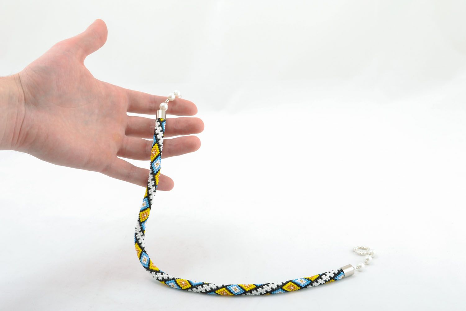 Bright beaded cord necklace Carpathian photo 4