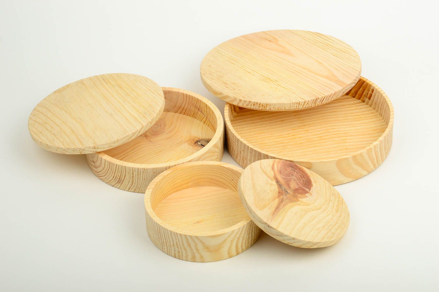 Handmade Holzschatullen zum Bemalen Schmuck Aufbewahrung Holz Schatullen 3 Stück foto 5