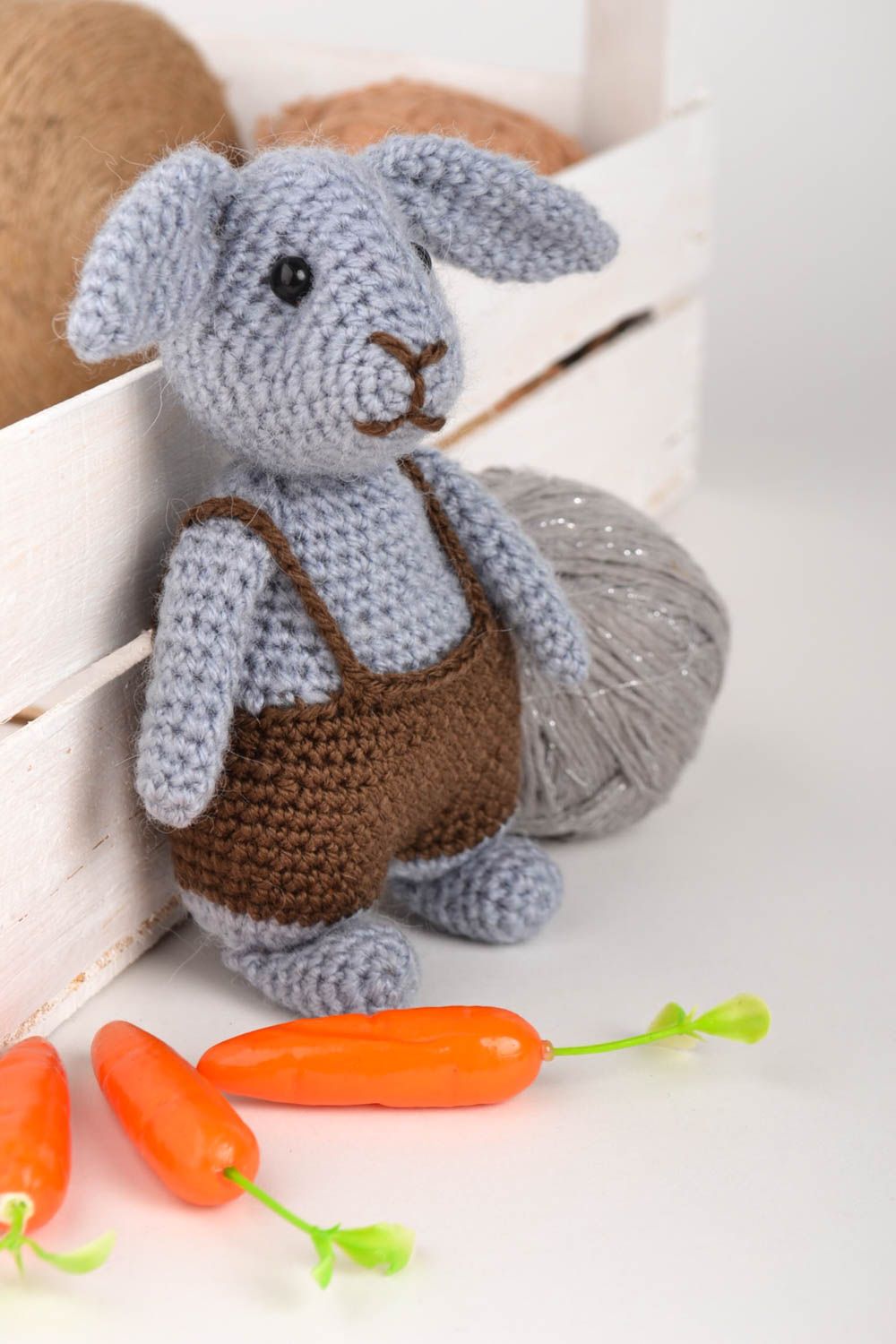 Kuscheltier Hase handmade weiches Kuscheltier Spielsache für Kinder grau foto 1