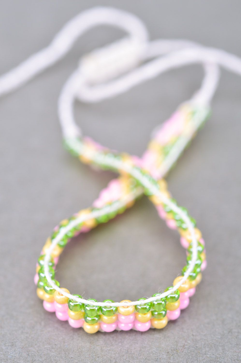 Beautiful designer handmade three-lane woven bead bracelet for women photo 5