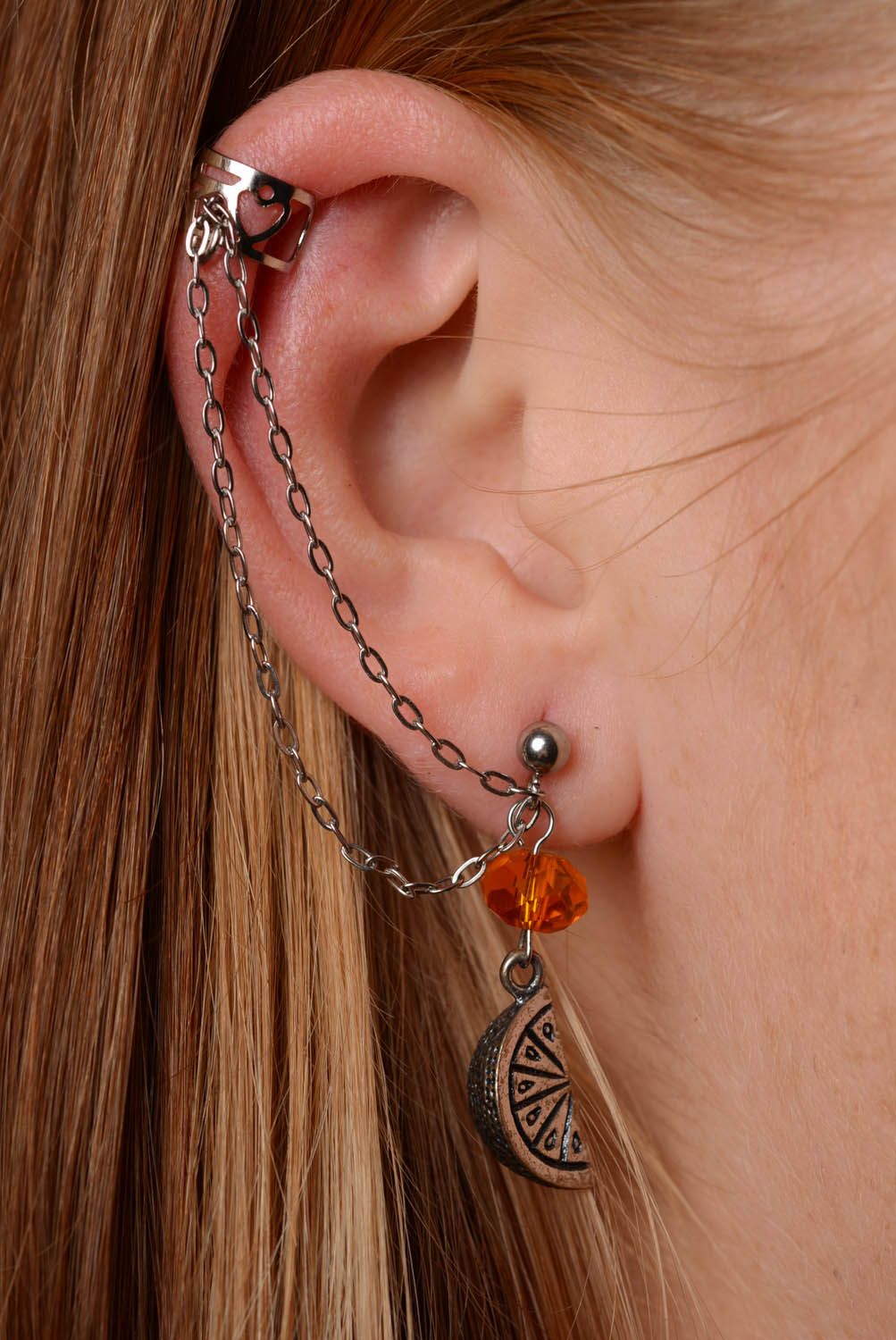 Metal handmade ear cuffs Oranges photo 3