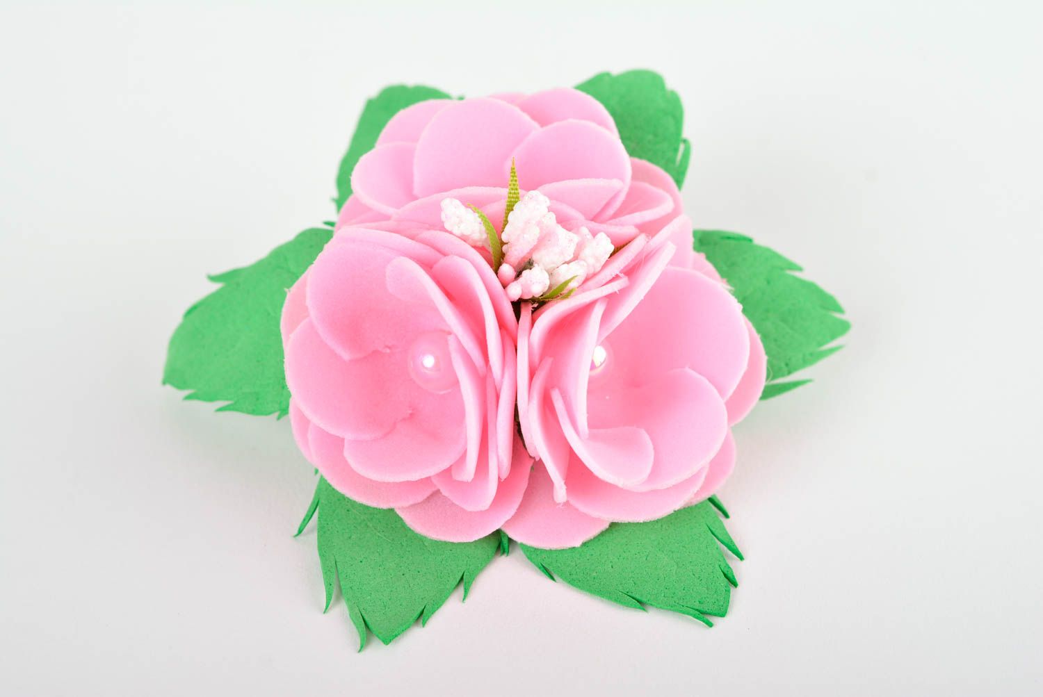 Blumen Haargummi handgefertigt Geschenk für Frauen Damen Haarschmuck rosa foto 2