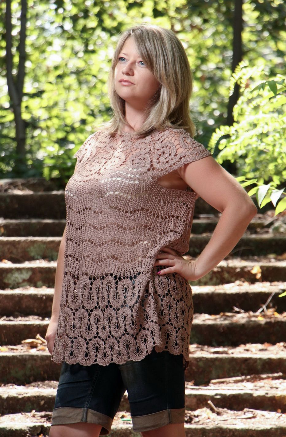 Knitted tunic, Bruges lace
 photo 2
