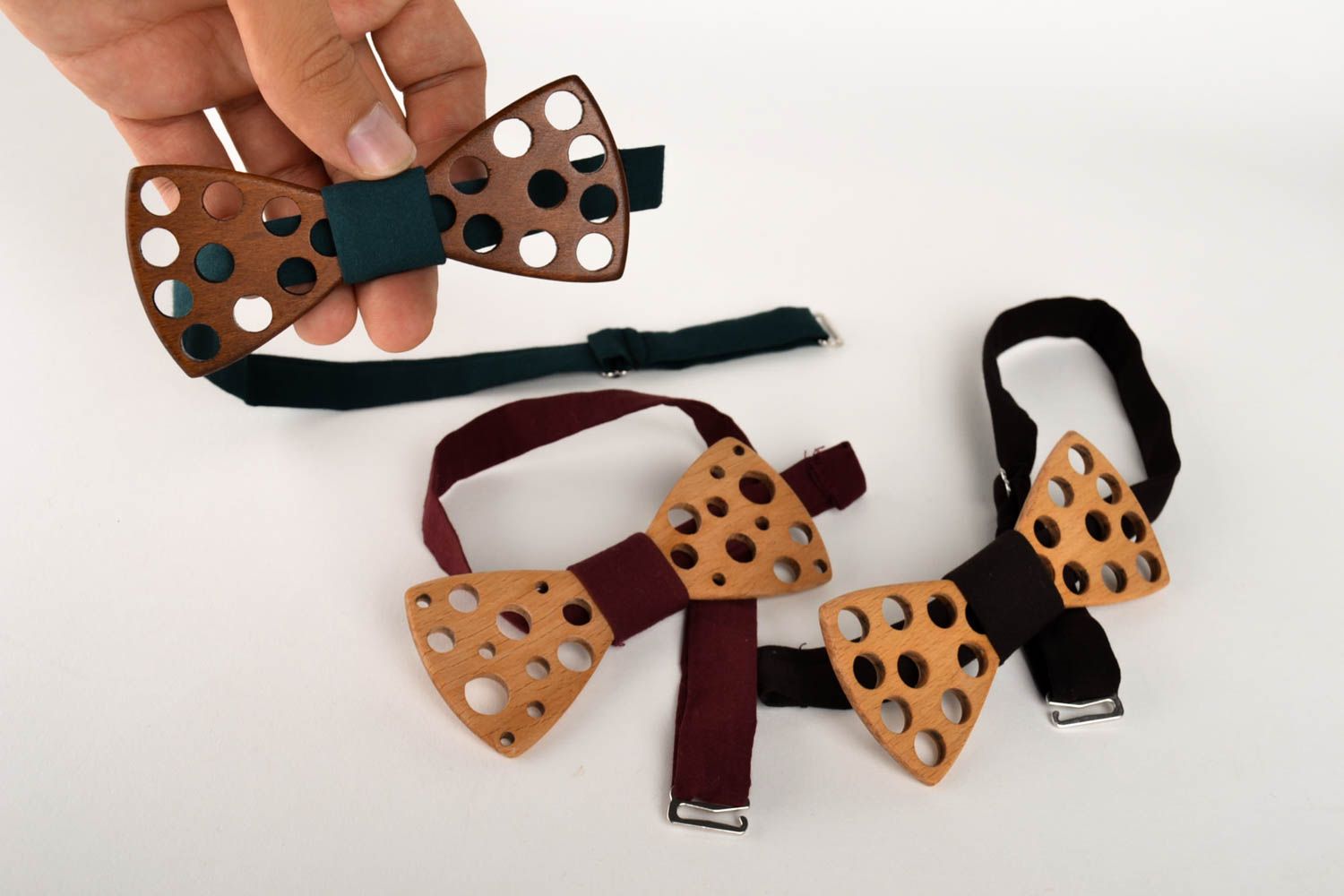 Handmade designer bow tie 2 beautiful wooden bow ties unusual wooden accessories photo 5