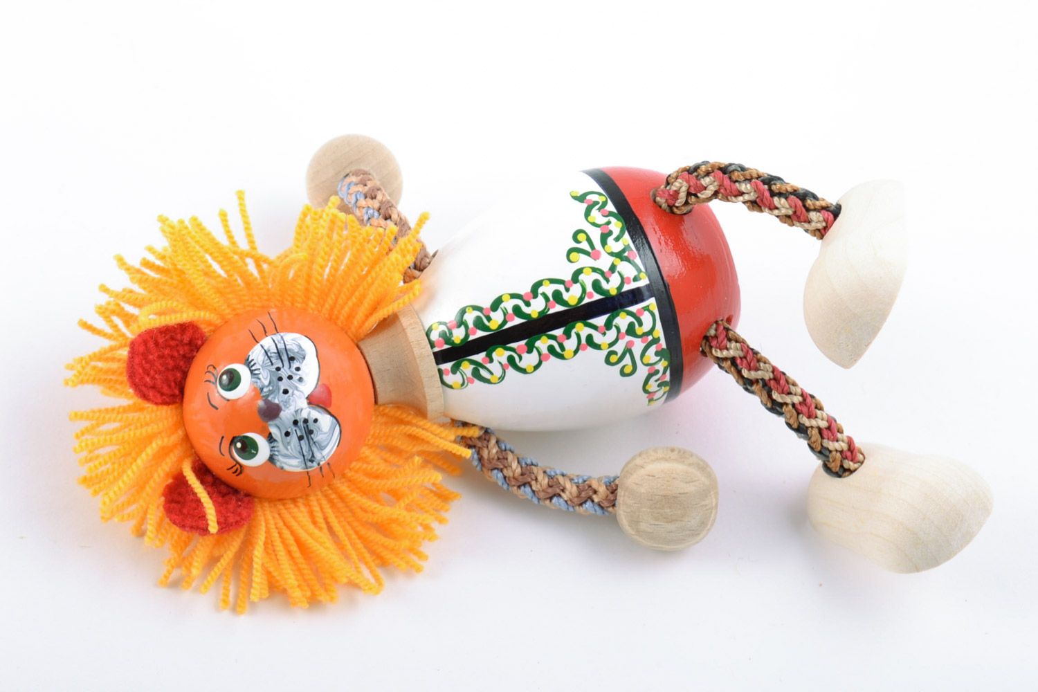 Jouet en bois original fait main peint figurine décorative pour enfant Lion photo 5