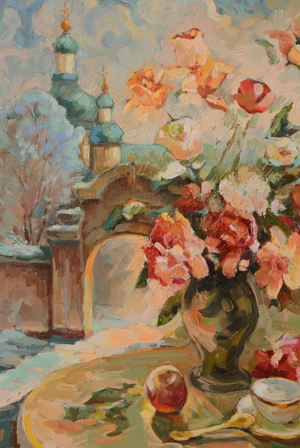 Öl Gemälde mit Blumen Blumenstrauß zum Fest foto 2