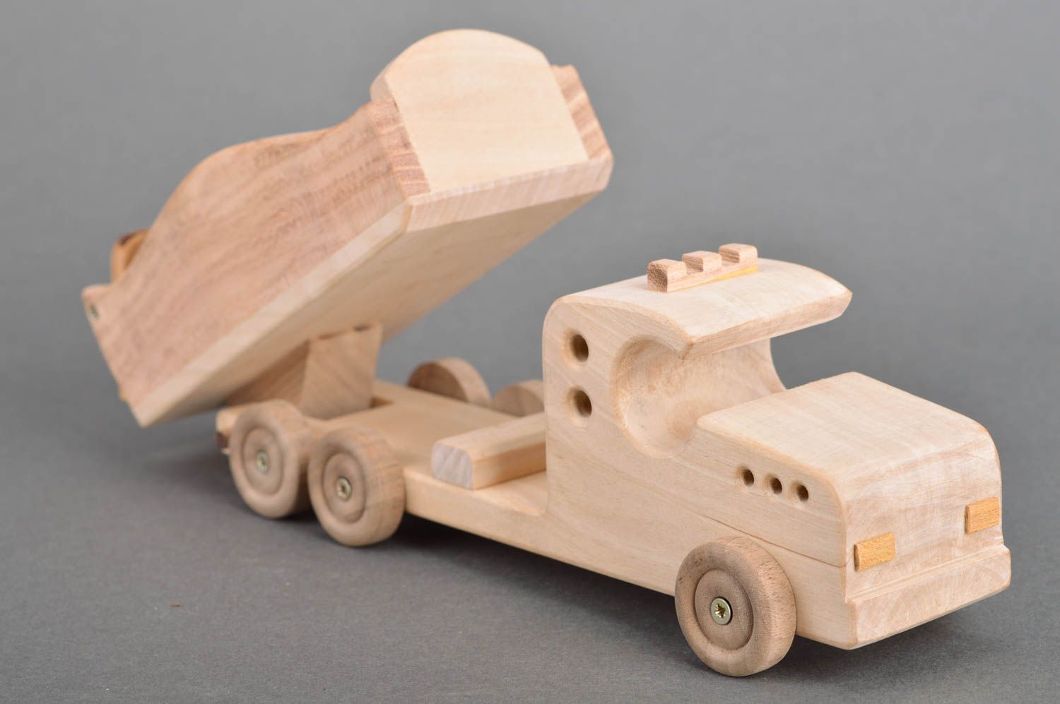 Unusual handcrafted children's wooden toy car eco friendly Dump Truck photo 5