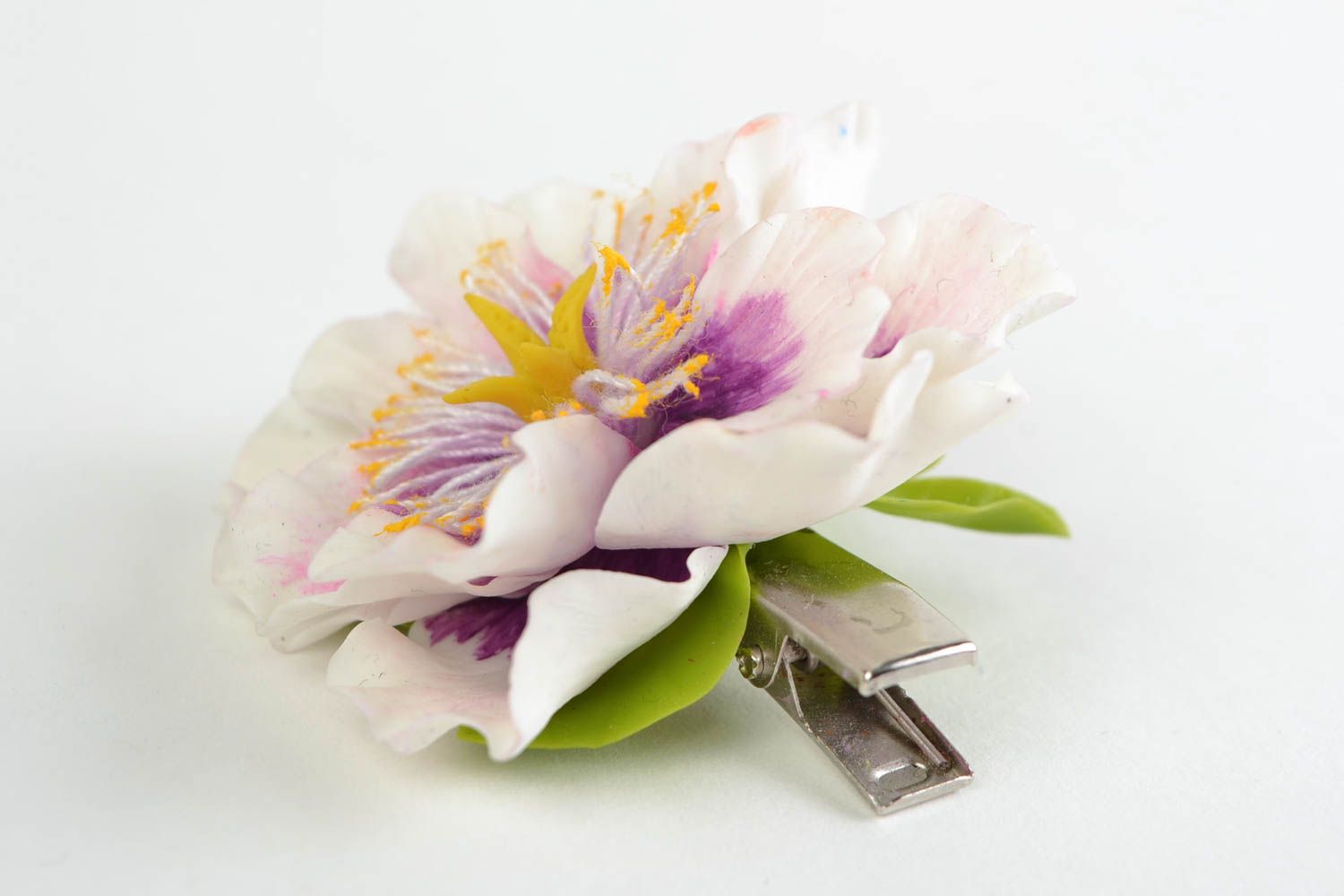 Originelle handgemachte Blume Haarklemme aus Porzellan Anemone für Modedamen foto 4