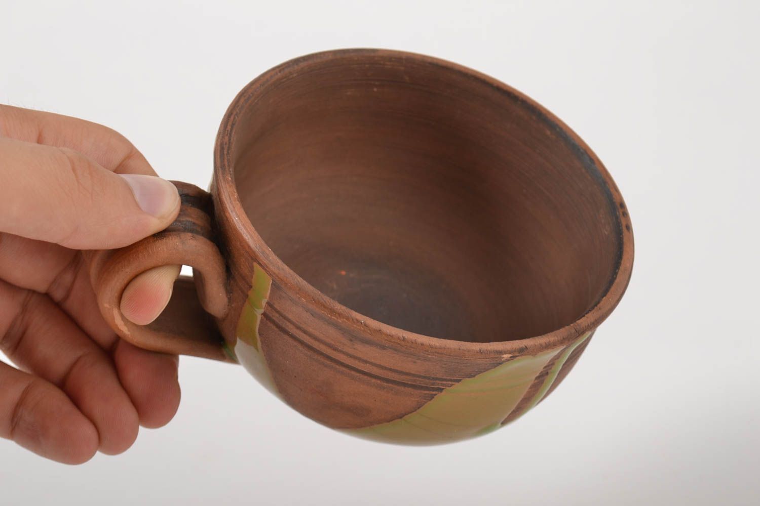 Brown ceramic cup with handle 0,4 lb photo 2
