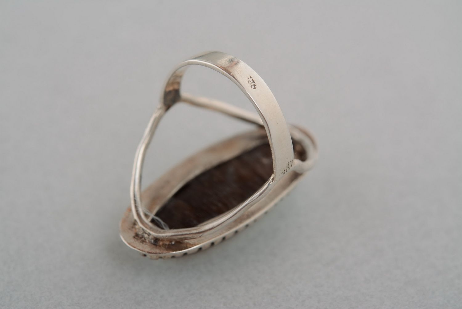 Silver ring with cow horn photo 5