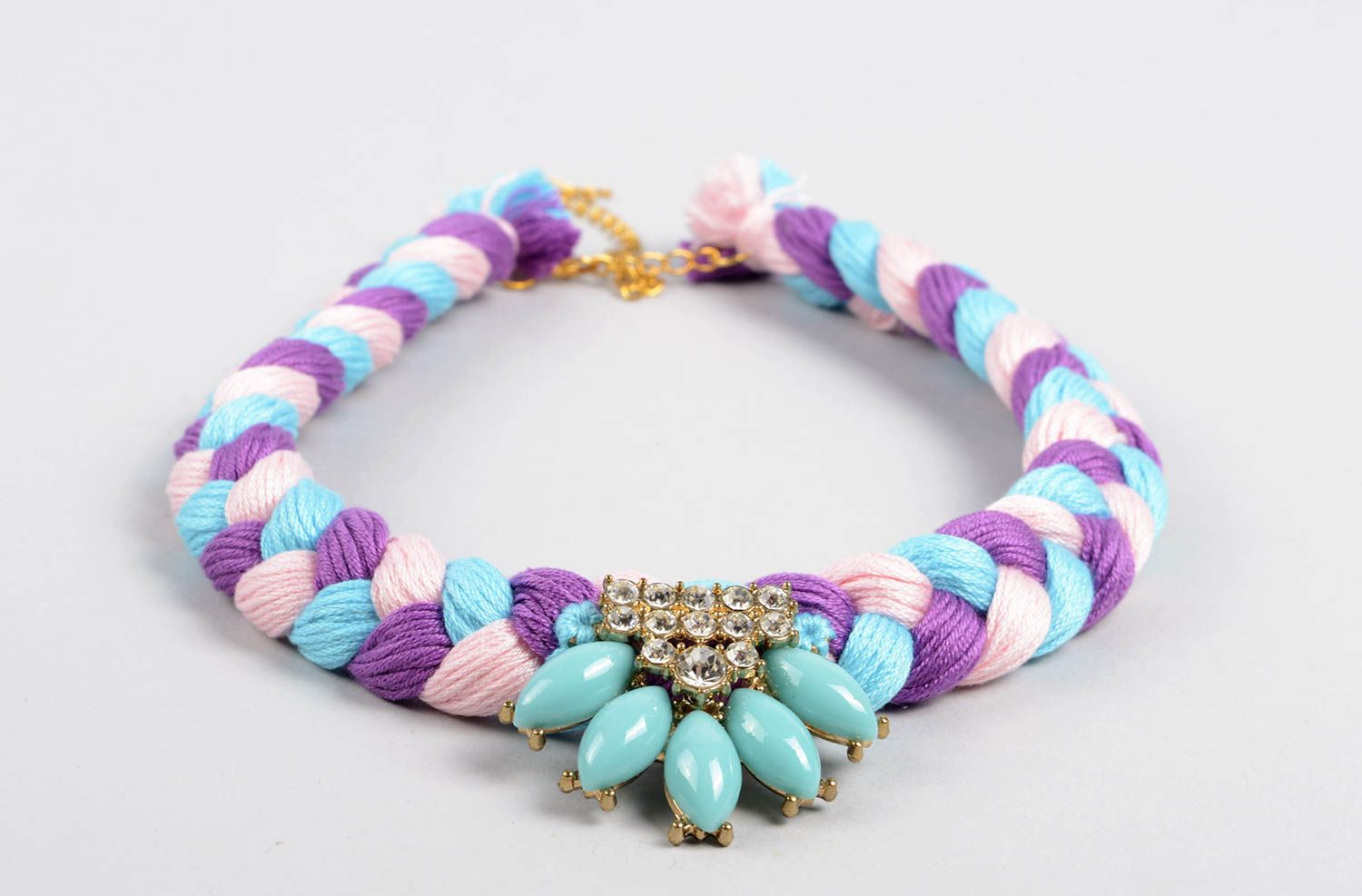 Stoff Halskette handgemachter Schmuck Modeschmuck Collier dreifarbig herrlich foto 2