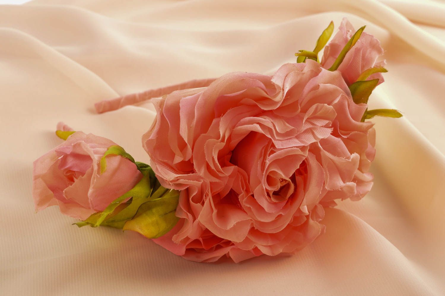 Diadema original vincha artesanal con rosas narajas accesorio para el cabello foto 5
