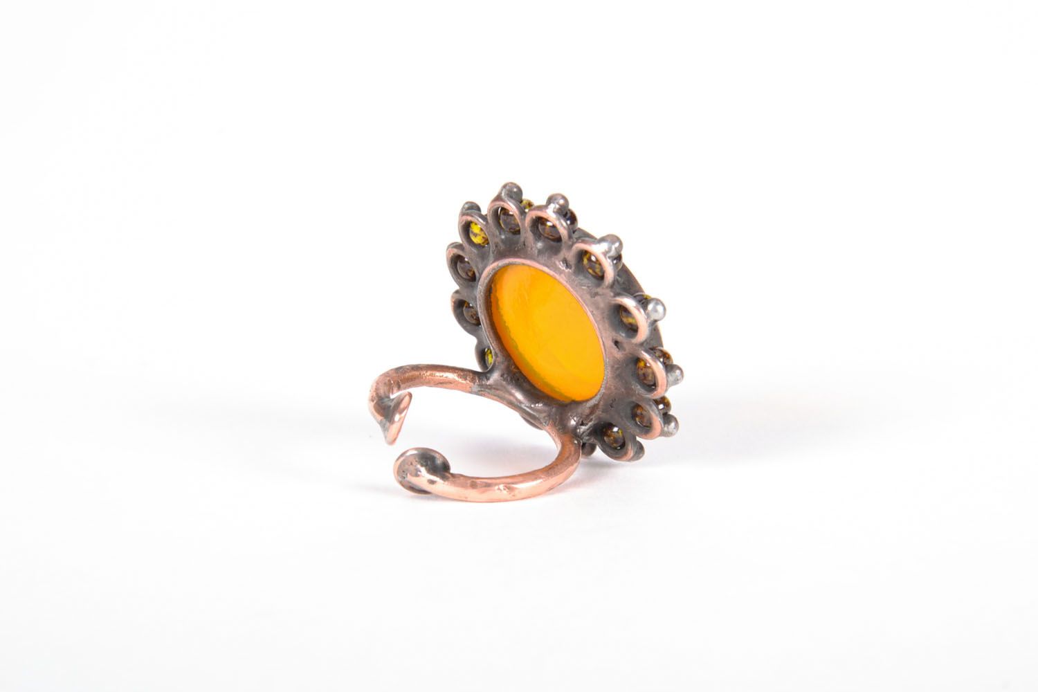 Круглое кольцо со стеклом Солнце фото 2