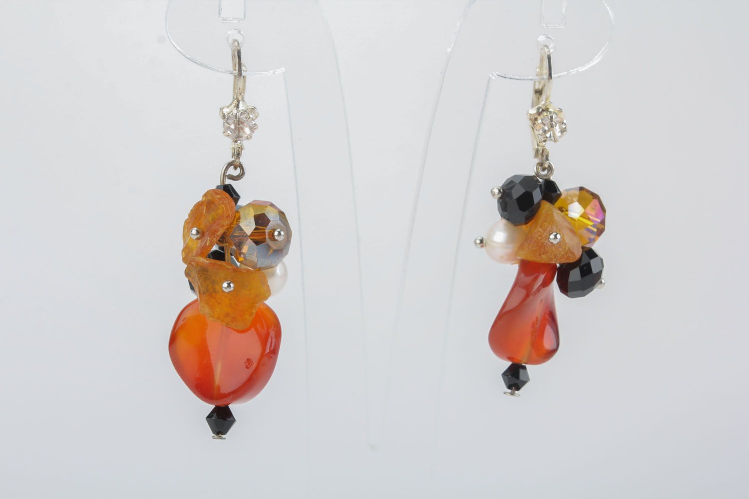 Orange Ohrringe mit echten Steinen foto 1