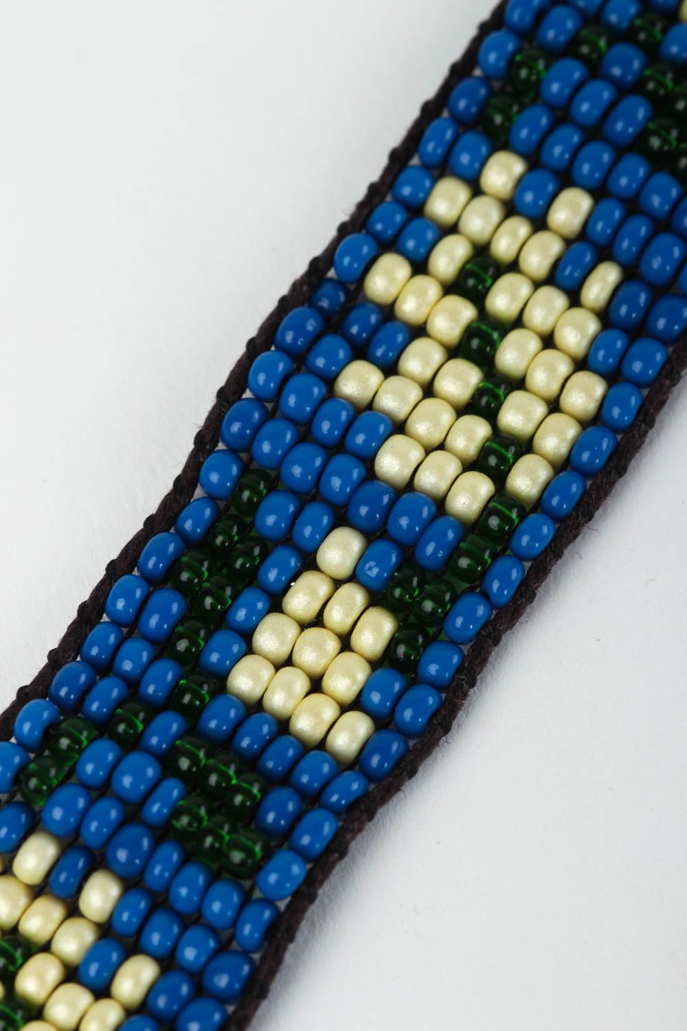 Blue and yellow beads wide bracelet for teen girls photo 2