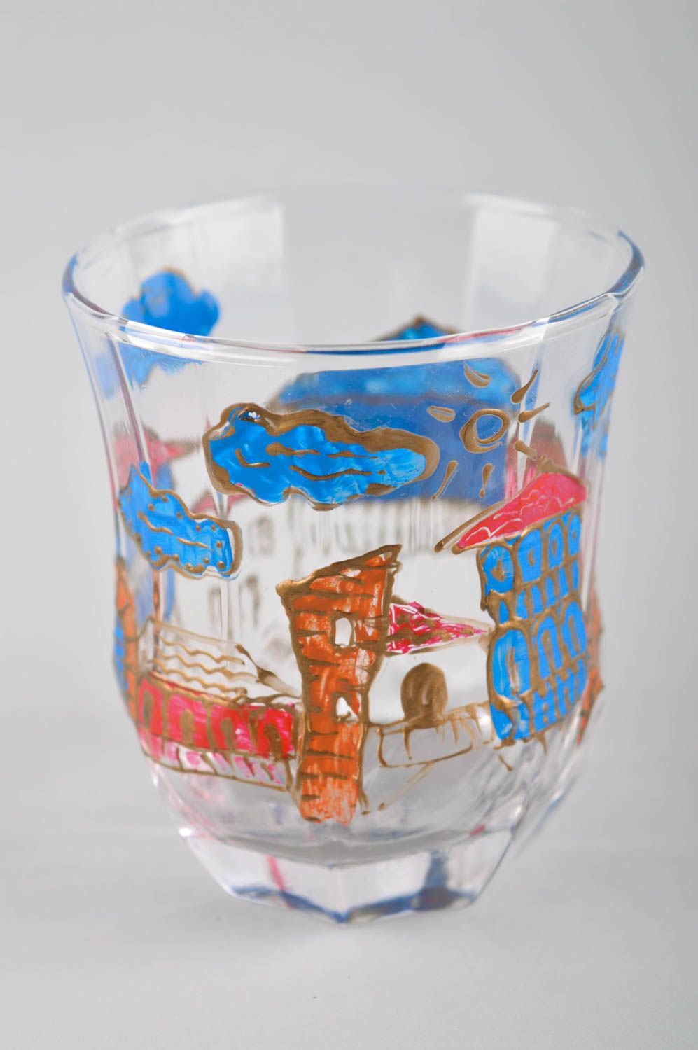 Bemaltes Glas handmade Geschirr aus Glas Tisch Deko Trinkbecher aus Glas bunt foto 3