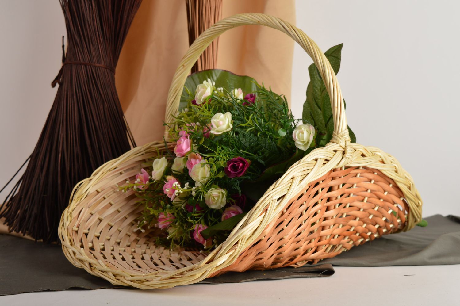 Handmade woven unusual basket stylish beautiful basket cute basket for keys photo 1