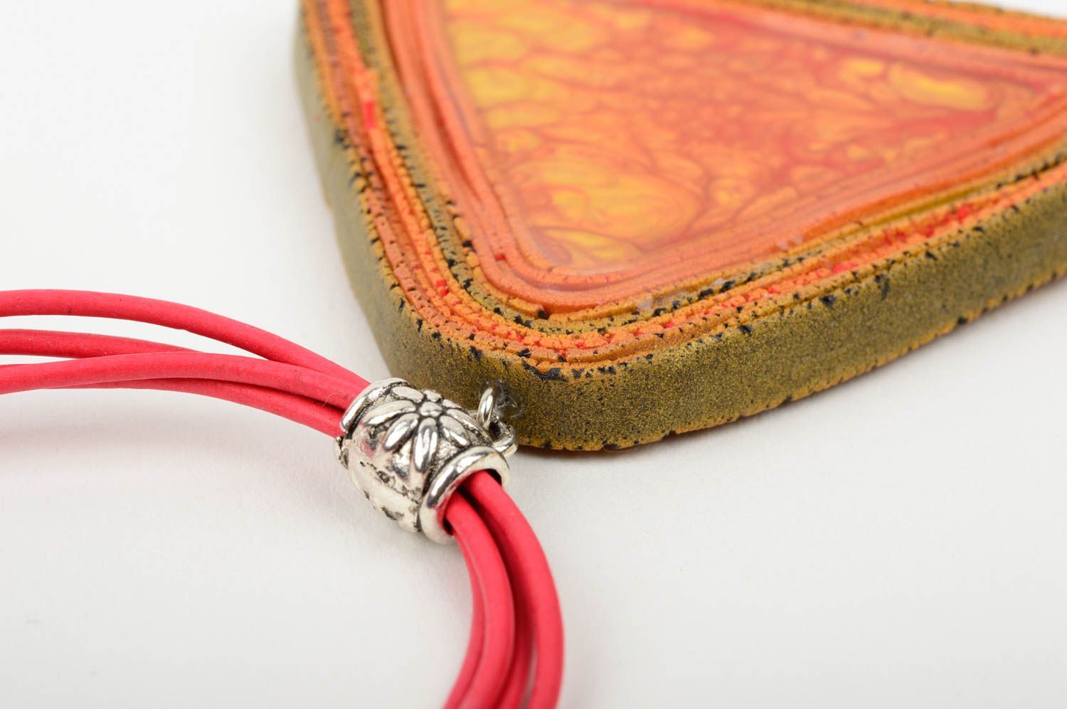 Handmade plastic cute pendant unusual orange pendant stylish jewelry gift photo 4