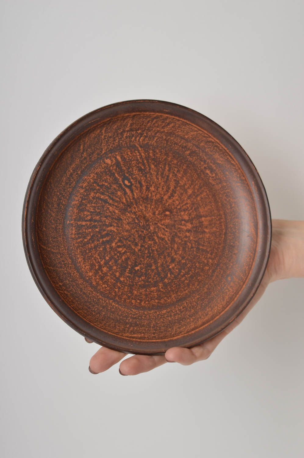 Öko Geschirr handmade Teller Keramik flache Teller für die Küche Teller braun foto 5