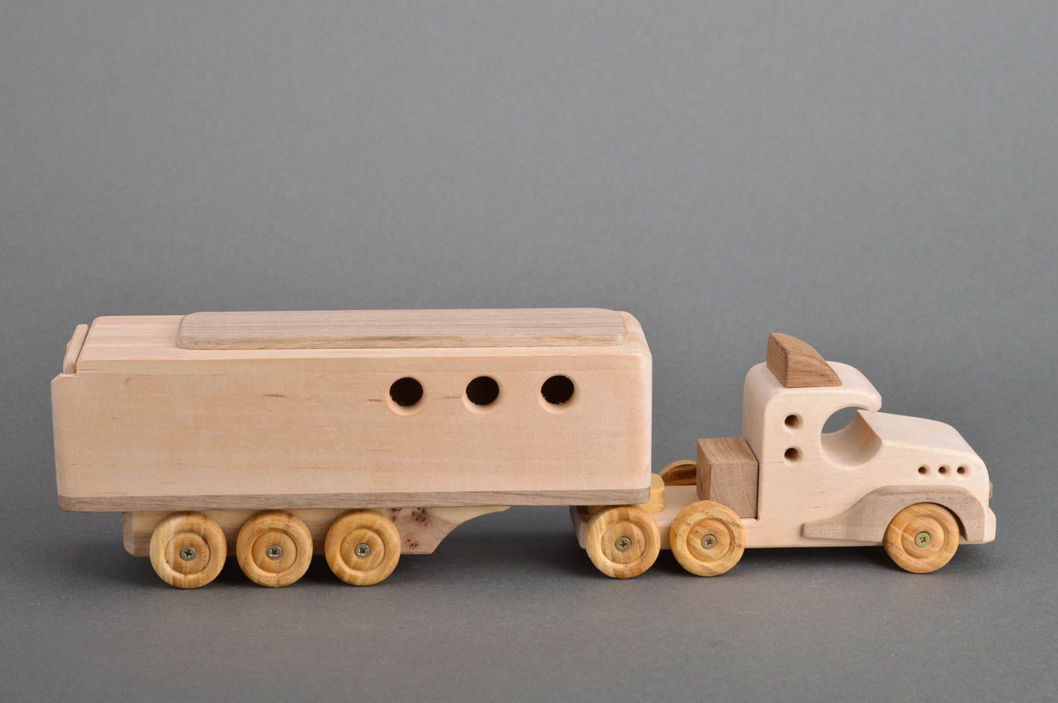 Unusual handmade wooden children's toy car for boys Trailer eco friendly photo 2