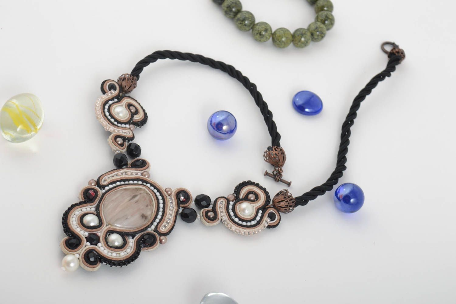 Handmade Soutache Collier Modeschmuck Halskette Geschenk für Frauen braun foto 1