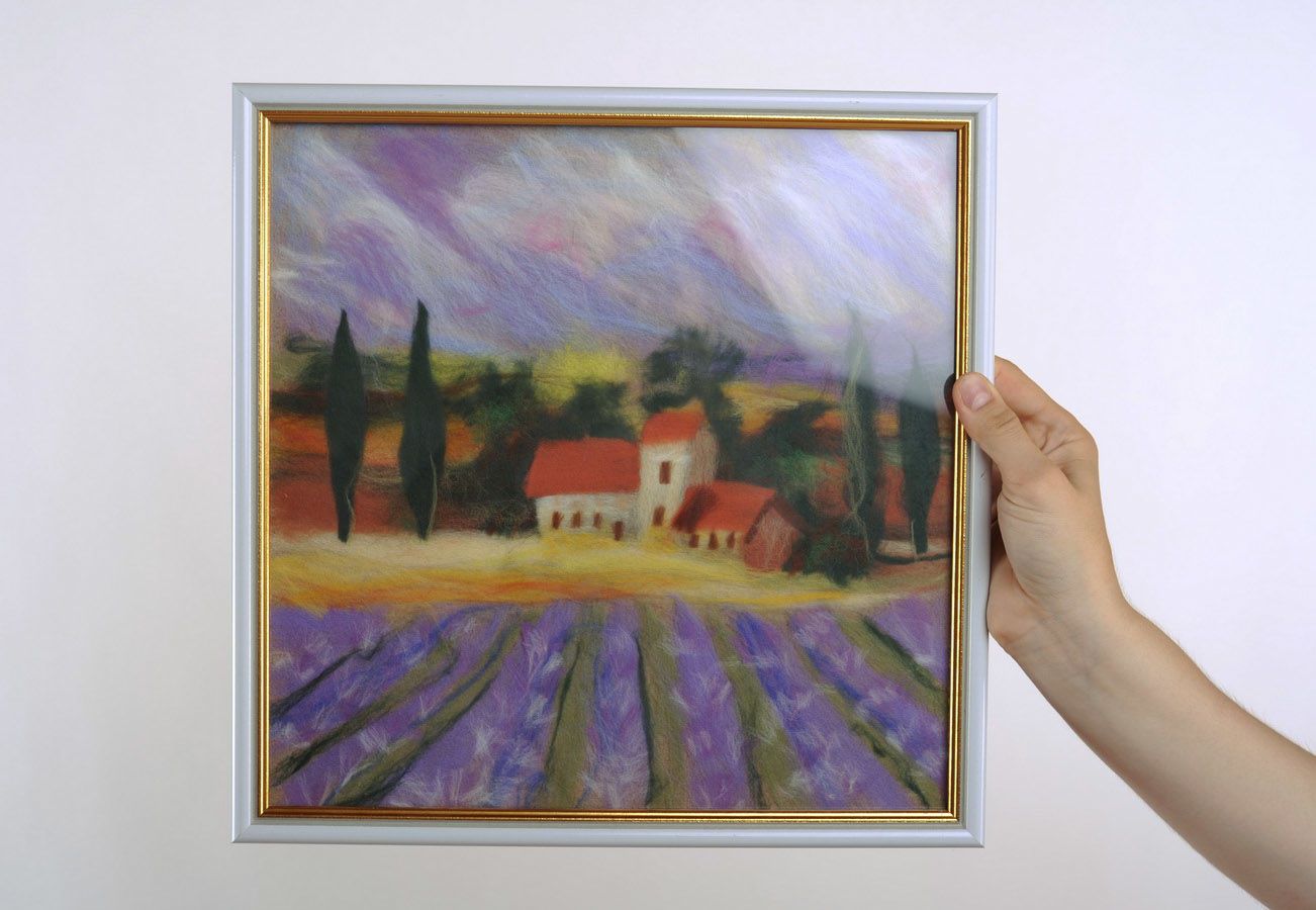 Watercolor woolen painting Landscape of Tuscany photo 1