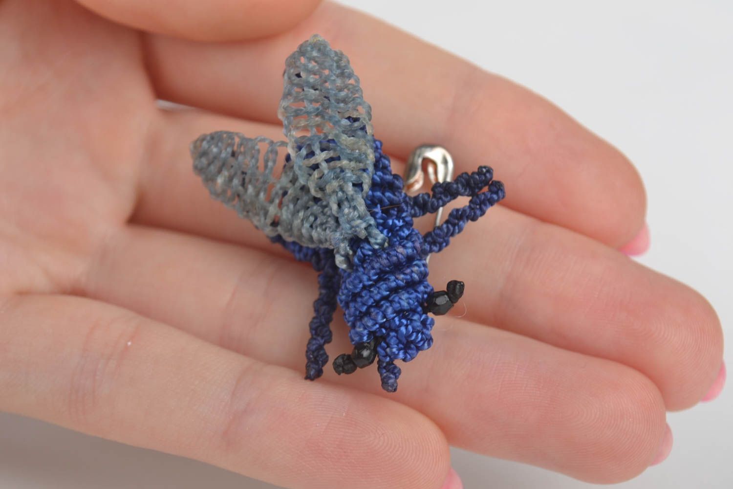 Schmuck Brosche Handmade Geschenk für Frauen Accessoires für Frauen Fliege blau foto 5