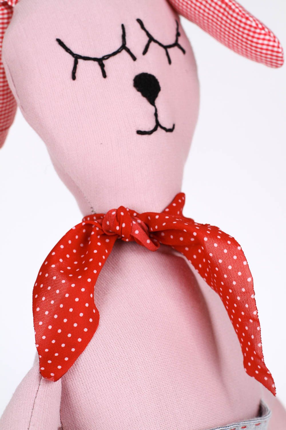 Игрушка заяц ручной работы стильный подарок авторская игрушка розовая красивая фото 3